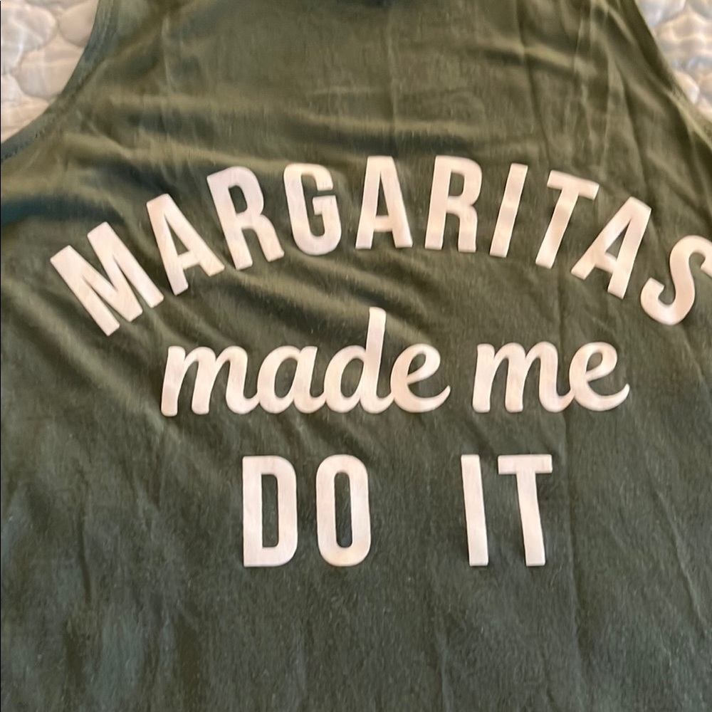 Green Tank Top with White Text